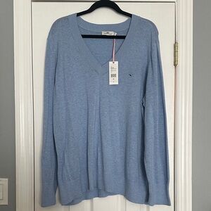 NWT Vineyard Vines Women’s Hydrangea Heather Blue V-Neck Sweater